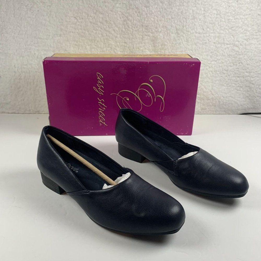 Easy Street Peace 31-3400 Slip-On Shoes Women's 7 1/2 M Black Faux Leather 8018